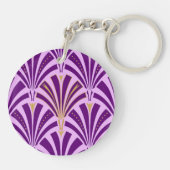 Art Deco-ventilatorpatroon - paars en orchidee Sleutelhanger (Achterkant)