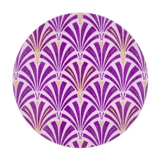 Art Deco-ventilatorpatroon - paars en orchidee Snijplank (Voorkant)