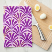 Art Deco-ventilatorpatroon - paars en orchidee Theedoek (Quarter Fold)