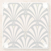 Art Deco-ventilatorpatroon - perziken op zwart Glazen Onderzetter (Achterkant)