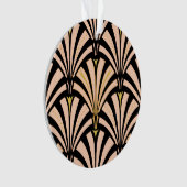 Art Deco-ventilatorpatroon - perziken op zwart Ornament (voorkant)