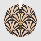 Art Deco-ventilatorpatroon - perziken op zwart Ornament (voorkant)