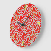 Art Deco-ventilatorpatroon - rood op parelgrijs Grote Klok (Hoek)