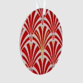 Art Deco-ventilatorpatroon - rood op parelgrijs Ornament (voorkant)