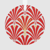 Art Deco-ventilatorpatroon - rood op parelgrijs Ornament (achterkant)
