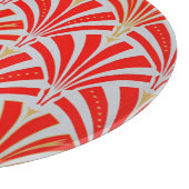 Art Deco-ventilatorpatroon - rood op parelgrijs Snijplank (Hoek)