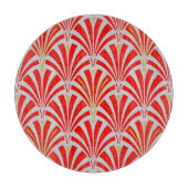 Art Deco-ventilatorpatroon - rood op parelgrijs Snijplank (Voorkant)