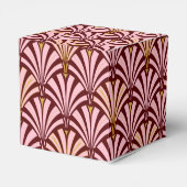 Art Deco-ventilatorpatroon - roze en Bourgogne Bedankdoosjes (Achterkant)