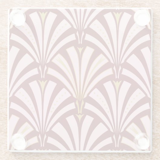 Art Deco-ventilatorpatroon - roze en Bourgogne Glazen Onderzetter (Achterkant)