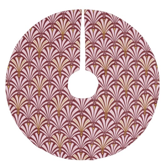 Art Deco-ventilatorpatroon - roze en Bourgogne Kerstboom Rok (Voorkant)