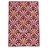 Art Deco-ventilatorpatroon - roze en Bourgogne Medium Cadeauzakje (Achterkant)