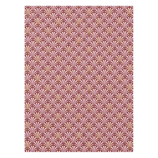 Art Deco-ventilatorpatroon - roze en Bourgogne Tafelkleed (Voorkant)