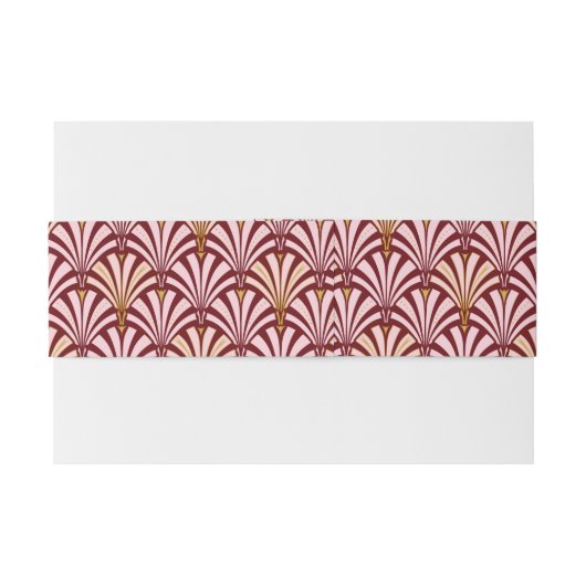 Art Deco-ventilatorpatroon - roze en Bourgogne Uitnodigingen Wikkel (Achterkant Voorbeeld)