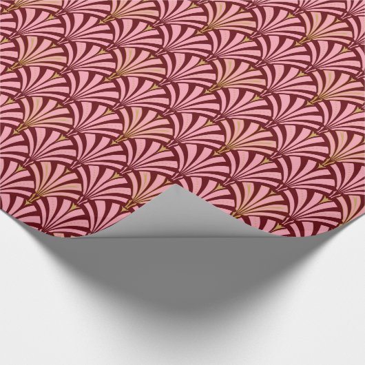 Art Deco-ventilatorpatroon - roze en maron Cadeaupapier (Hoek)