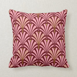 Art Deco-ventilatorpatroon - roze en maron Kussen