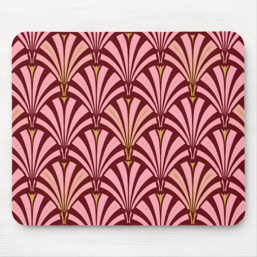 Art Deco-ventilatorpatroon - roze en maron Muismat (Voorkant)