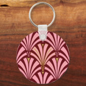 Art Deco-ventilatorpatroon - roze en maron Sleutelhanger (Voorkant)
