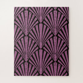 Art Deco, ventilatorpatroon, roze, zwart, metallis Legpuzzel