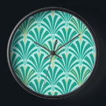 Art Deco-ventilatorpatroon - turquoise op aqua<br><div class="desc">Digitale reproductie van een klassiek,  Art Deco-behangsel,  ventilatorpatroon - turquoise / pauock blauw op bleek aqua,  gekapt met goud</div>