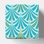 Art Deco-ventilatorpatroon - turquoise op aqua Bedankdoosjes (Bovenkant)
