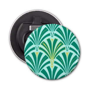 Art Deco-ventilatorpatroon - turquoise op aqua Button Flesopener