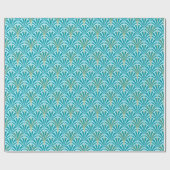 Art Deco-ventilatorpatroon - turquoise op aqua Cadeaupapier (Vlak)