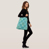 Art Deco-ventilatorpatroon - turquoise op aqua Crossbody Tas (Op model)