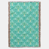 Art Deco-ventilatorpatroon - turquoise op aqua Deken (Voorkant Verticaal)