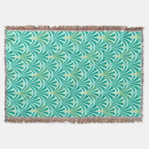 Art Deco-ventilatorpatroon - turquoise op aqua Deken