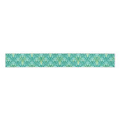Art Deco-ventilatorpatroon - turquoise op aqua Grosgrain Lint (Voorkant)