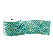 Art Deco-ventilatorpatroon - turquoise op aqua Grosgrain Lint (Spoel)