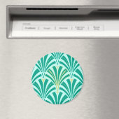 Art Deco-ventilatorpatroon - turquoise op aqua Magneet (Insitu (Vaatwasser))