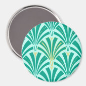 Art Deco-ventilatorpatroon - turquoise op aqua Magneet (Voorkant / Achterkant)