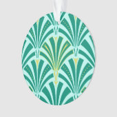 Art Deco-ventilatorpatroon - turquoise op aqua Ornament (voorkant)