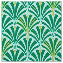 Art Deco-ventilatorpatroon - turquoise op aqua