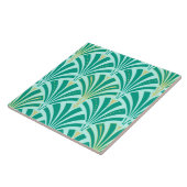 Art Deco-ventilatorpatroon - turquoise op aqua Tegeltje (Zijkant)