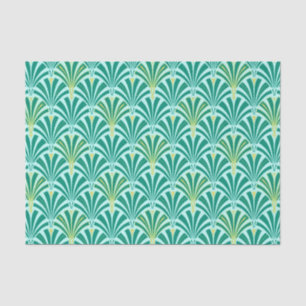 Art Deco-ventilatorpatroon - turquoise op aqua Tissuepapier