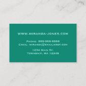 Art Deco-ventilatorpatroon - turquoise op aqua Visitekaartje (Achterkant)