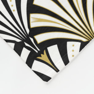 Art Deco-ventilatorpatroon - wit en zwart Fleece Deken