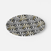 Art Deco-ventilatorpatroon - wit en zwart Papieren Bordje (Gekanteld)