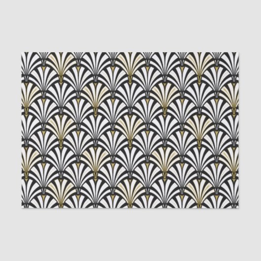 Art Deco-ventilatorpatroon - wit en zwart Tissuepapier (Voorkant)