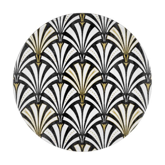 Art Deco ventilatorpatroon - zwart en wit Snijplank (Voorkant)