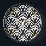 Art Deco-ventilatorpatroon - zwart-wit<br><div class="desc">Digitale reproductie van een klassiek,  Art Deco-behangsel,  ventilatorpatroon - zwart op wit,  met goud verfraaid</div>