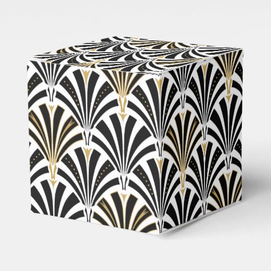 Art Deco-ventilatorpatroon - zwart-wit Bedankdoosjes (Voorkant Zijde)