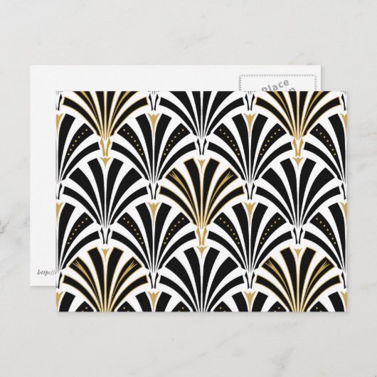 Art Deco-ventilatorpatroon - zwart-wit Briefkaart (Voorkant / Achterkant)