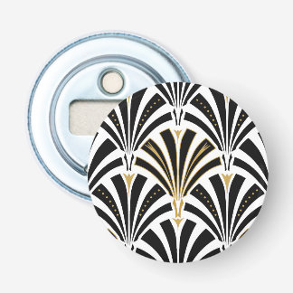 Art Deco-ventilatorpatroon - zwart-wit Button Flesopener