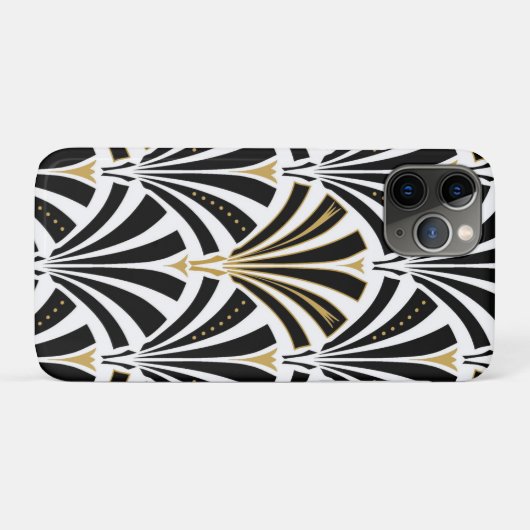 Art Deco-ventilatorpatroon - zwart-wit Case-Mate iPhone Case (Achterkant (horizontaal))