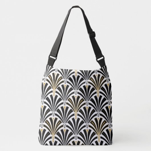 Art Deco-ventilatorpatroon - zwart-wit Crossbody Tas (Voorkant)