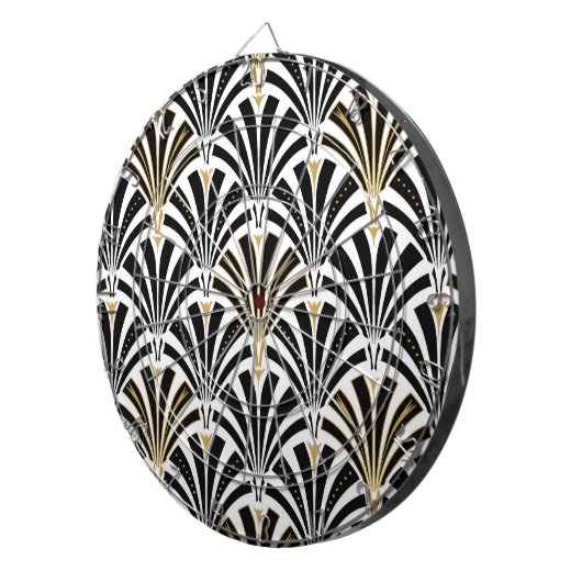 Art Deco-ventilatorpatroon - zwart-wit Dartbord (Voorkant Rechts)