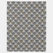 Art Deco-ventilatorpatroon - zwart-wit Fleece Deken (Voorkant)